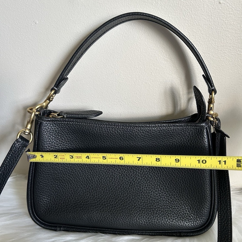 Coach Carry Black Pebbled Leather Shoulder Bag Good - Picture 11 of 13